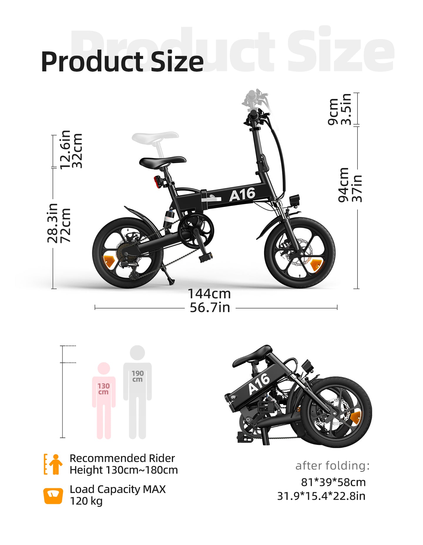 ADO A16+ Folding Electric Bike
