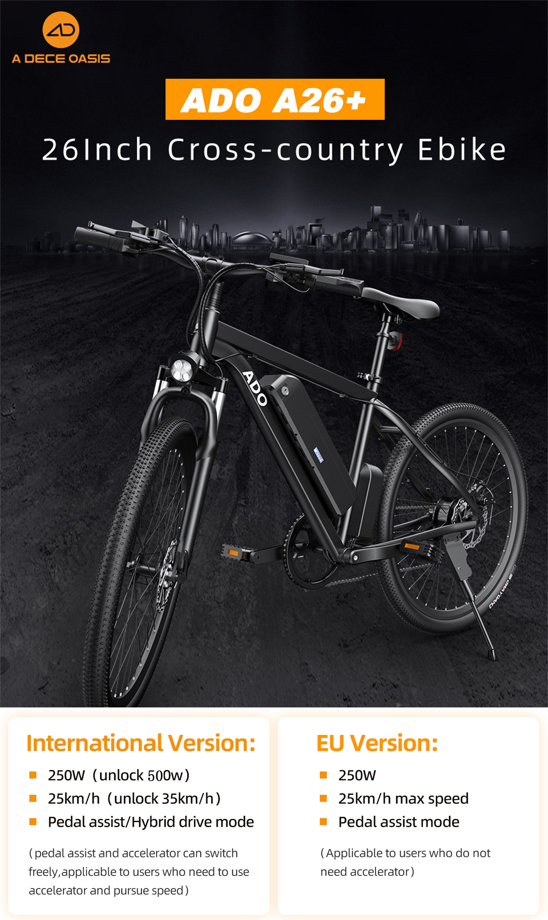 ADO A26+ Electric Bike