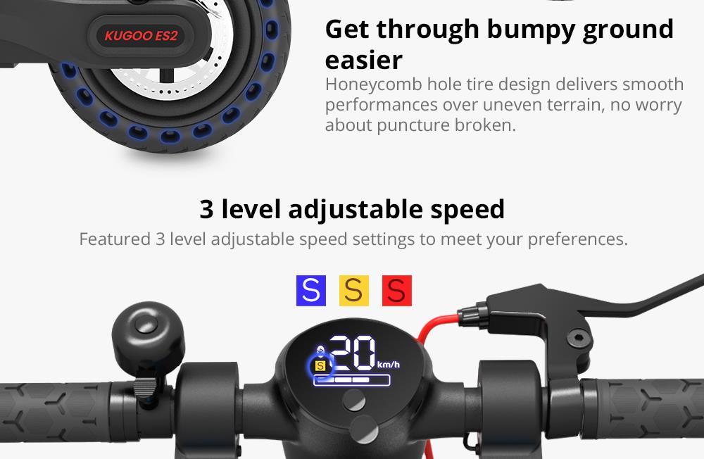 KUGOO ES2 Folding Electric Scooter - Black